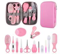 Infant Safety Care Set with Hair Brush Comb Nail Clipper, Baby Essentials Kit for Newborn Girls Boys (Pink)