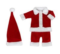 Infant Santa Clause Outfit 3pcs Set Including Coat & Pants and Matching Hat Props for Newborns Photography