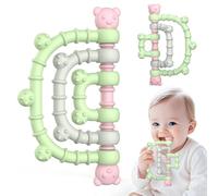 Infant Teething Toys for Baby, Food Grade Silicone Sensory Chew Teether for Autistic Children, Teething Relief Toys for Newborn Babies 3 6 12 18 Months Boys Girls Easter Baby Shower Gifts, Light Green