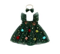 Infant Toddler Baby Girl Christmas Dresses Christmas Tree Costume Princess Sleeveless Tutu Dresses Xmas Clothes (Romper Dress Green, 6-9 Months)