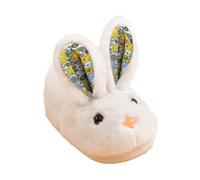 Infant Toddler Cute Autumn and Winter Girls Slippers Flat Bottom Soft Warm and Comfortable Solid Color Bunny Shape 11 Kids Slippers (White, 11 Little Child)