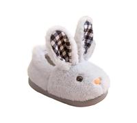 Infant Toddler Cute Autumn and Winter Girls Slippers Flat Bottom Soft Warm and Comfortable Solid Color Bunny Shape 11 Kids Slippers (Grey, 12.5 Little Child)