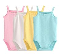 Infant/Toddler Girls Spaghetti Strap Bodysuit Sleeveless Tank Top Cotton One-Pieces Pack of Summer Baby Clothes Outfit (9-12 Months)