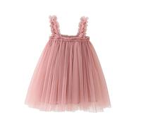 Infant Toddler Kids Baby Girls Tutu Tulle Dress Sleeveless Princess Dresses Birthday Cake Smash First Communion Wedding Party Pageant Baptism Gown Photo Shoot Summer Clothes Dusty Pink 12-18 Months