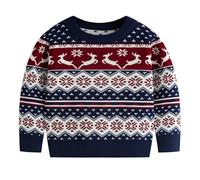 Infant Toddler Kids Christmas Deer Print Knitwear Sweater Pullover,Pullover Ugly Novelty Jumper Santa Snowman X-Mas Black Baby Girls Boys Claus Sweaters Clothes (2#Dark Blue,2-3 Years)