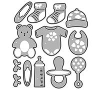 Infant Toy Die Cuts Embossing Cutting Dies Templates 4x4.57Inch for Kids Card Making Scrapbooking Photo Album Baby Die Cuts for Card Making Baby Die Cuts for Scrapbooking