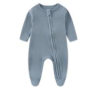 Infant Two-Way Zip Footies Baby Boys Girls Cozy Footed Bodysuit Newborn Jumpsuit Cotton Rompers 0-12 Months