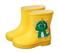 Infant Waterproof Cartoon Wellies With Gripped Lug Sole & Round Toe | Whimsical 3d Cartoon Dinosaur Relief, One-Piece Splash-Proof Moulding, Rainy Nursery Runs, Muddy Puddle Splashing