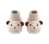 Infant Winter Fleece Bear Booties Toddler First Walking Shoes Boys Girls Soft Sole Slip On Shoes Baby Cute Animal Decoration Warm Anti Slip Cotton Floor Shoes (Beige, 3 Infant)