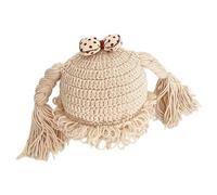 Infant Winter Hat Cute Knitted Baby Girl Beanie with Pigtail Wig Warm Toddler Girl Winter Hat for Age 6months - 3years