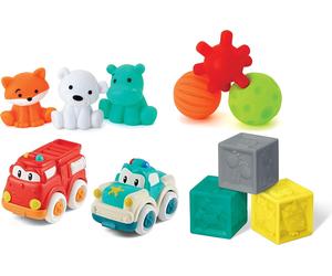 INFANTINO Baby's 1st Playset - Textured Balls, Blocks, Buddies and Vehicle Toy
