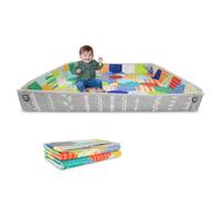Infantino Foldable Soft Foam Mat, Extra Large Double-Sided Cushioned Portable Play With Fold-Up Sides, Non Slip Crawling &
