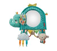INFANTINO - Go Gaga Elephant Activity Mirror - for tummy time - Car seat -pram - Newborn Baby - Sensorial Development Toy - Multi Textured Toy - Elephant Theme - Multicoloured - 0 months +
