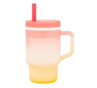 INFANTINO My 1st Tumbler, 255 ml Silicone Sippy Cup with Straw & Handle, Spill-Resistant Baby Cup for On-the-Go, BPA-Free Transition Bottle, Sunset Kiss