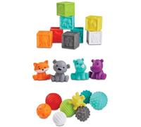 INFANTINO Sensory Balls Blocks & Buddies - 20 piece basics set for sensory exploration, fine and gross motor skill development and early introduction to colors, counting, sorting and numbers
