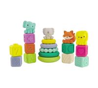 INFANTINO - Set de Jeux Empilables - Anneaux et Cubes à Empiler - Jouets sensoriels et Educatifs - Multicolore - Dès 6 mois à 4 ans