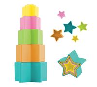 Infantino Silicone Stacking Stars 5-Piece Bath & Learning Toy Soft Silicone Durable Easy-to-Grip Counting Nesting & Water Play for Babies &