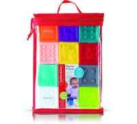 Infantino Squeeze and Stack Block Set - 10 Soft Colourful Blocks Featuring Numb