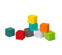 Infantino Squeeze and Stack Block Set - Colorful Textured Soft Blocks, Includes Numbers, Animals and Shapes, Ages 6 Months +