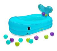 Infantino Whale Bubble Bath Inflatable Bath Tub - Cozy Bath Space with 10 Floating Balls, Jingle Tail & Heat Indicator for Babies 6-24M, 76 x 45 cm