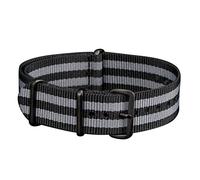 Infantry 20mm Slip-thru Nato Watch Straps for Men, Heavy Duty Nylon Watch Band w/ 4 Rings, Stainless Steel Buckle, Military Replacement Black Grey Watchbands for Women