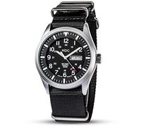 Infantry MDC Mens Military Watch,Gents Analogue Tactical Field Watch,12/24 Hour Time with Day Date, 5ATM Waterproof Tough Work Watch, G10 Style Black Nylon NATO Strap