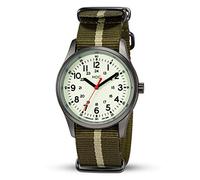 Infantry Mens Military Field Watch, Glow in the Dark, Green NATO Strap
