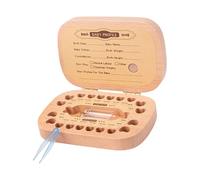 Infants Baby Teeth Storage Box Retro Radio Shape Wood Container Case with Large Compartments for Multiple Children Travel Baby Tooth Container