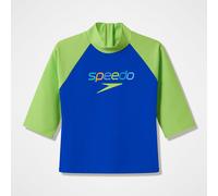 Speedo Kids Unisex Infant Print Long Sleeve Rash Guard Swim Top, Deep Sapphire/Citrus Green, 7YRS