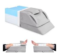 INFANZIA Adjustable Leg Elevation Pillows for After Surgery, Injuries, or Rest, Memory Foam Ankle Knee and Leg Wedge Pillow for Sleeping with 3 Handles and Insert Pad, Washable Velvet Cover