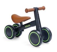 INFANZIA Baby Balance Bike for 12-36 Month Boys Girls, 1 Year Old Toddler First Bike No Pedal with Adjustable Seat, Infant 4 Wheels Bicycle Ride On Toys Kids First Birthday Gifts (Black)