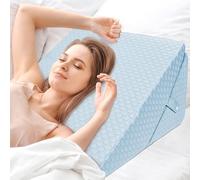 INFANZIA Bed Wedge Pillow, Folding Foam Triangle Pillow for Sleep Apnea, Acid Reflux, Snoring, Leg Elevation, Adjustable Back Support for Sitting Up in Bed, Incline Cushion for Sleeping (Light Blue)