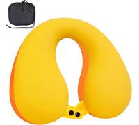 INFANZIA Kids Neck Travel Pillow, Memory Foam Neck Chin Support, Softly Double Support Neck Pillow for the Carseat & Airplane, Traveling Gifts for Toddler & Children (Yellow&Orange)
