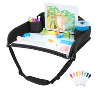 INFANZIA Travel Table Child Seat Game - Lap Tray, Snack Tray - Car, Plane, Train Travel - Support - Foldable Organiser, Black