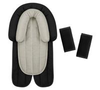 INFANZIA Upgraded Babybody Support & Strap Covers Set for Newborn Infant Toddler - Extra Soft Breathable Car Seat Insert Cushion Pad, Perfect for Carseats, Strollers, Swing (Black Set-Cotton)