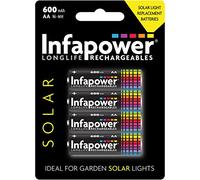 Infapower Aa 600mah Ni-mh Low Drain Solar Light Replacement Batteries, 4-pack Cm
