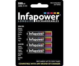 Infapower B009 - INFAPOWER AAA 550mAh Ni-Mh Rechargeable Batteries, 4 Pack (B009)
