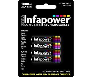 InfaPower Longlife Rechargeable Ni-MH AAA Batteries - Pack of 4,B002