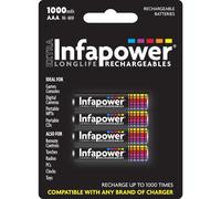 Infapower Rechargeable AAA Ni-MH Batteries 1000mAh 4 Pack - B002