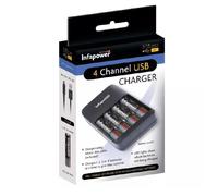 Infapower 4 Channel Universal USB Home Battery Charger - Batteries Not Included