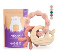 Infatot® Premium Silicone Teething Toys Baby 0-6 Months - Whale & Octopus BPA-Free Teether, Multi-Texture Sensory Chew Toy, Easy Grip, Gum Relief, Newborn Gift, Plum & Milk