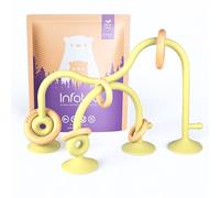 Infatot® Teething Suction Toy - Wood & Silicone Baby Toys 0-6 Months, Sensory Toy for Early Development, Suction Teether for High Chair, Baby Gift for Boys and Girls - Olive