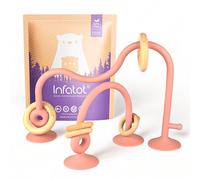 Infatot® Teething Suction Toy - Wood & Silicone Baby Toys 0-6 Months, Sensory Toy for Early Development, Suction Teether for High Chair, Baby Gift for Boys and Girls - Plum