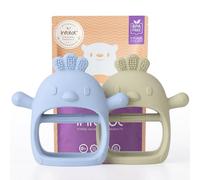 Infatot® Teething Toys for Baby Gifts - 2 Pack Chicken Silicone Mitten Teether, Soothing Glove for Infants, Baby Toys 0-6 Months, Soft Chewable Teether Toy to Prevent Finger Sucking, CH Blue & Green