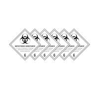 Infectious Substance 6 Hazard Diamond Multi Pack 100mm x 100mm Strong Adhesive Vinyl Stickers for Safety (6)