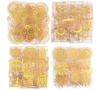 Infeelme Pre Cut Gold Holographic Stickers, 180 Pieces Large Size Glitter Transparent Resin Sticker Decals for Scrapbooking Crafts Laptop Gift Wraps Water Bottles Art