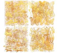 Infeelme Pre Cut Gold Holographic Stickers, 180 Pieces Large Size Glitter Transparent Resin Sticker Decals for Scrapbooking Crafts Laptop Gift Wraps Water Bottles Art