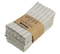 INFEI Broad Striped Cotton Blended Dinner Cloth Napkins - Set of 12 (17 x 17 inches) - for Events & Home Use (Grey)