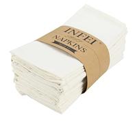INFEI Pack of 12 Plain Cotton Napkins 17" x 17" for Events and Home Use - Light Cream