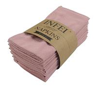 InFei Plain Color Dinner Cloth Napkins, Set of 12 (16.9 x 16.9 Inches), Reusable Cotton Kitchen Table Napkin, for Cocktail Parties, Weddings, Hotel & Home Use (Dusty Pink)